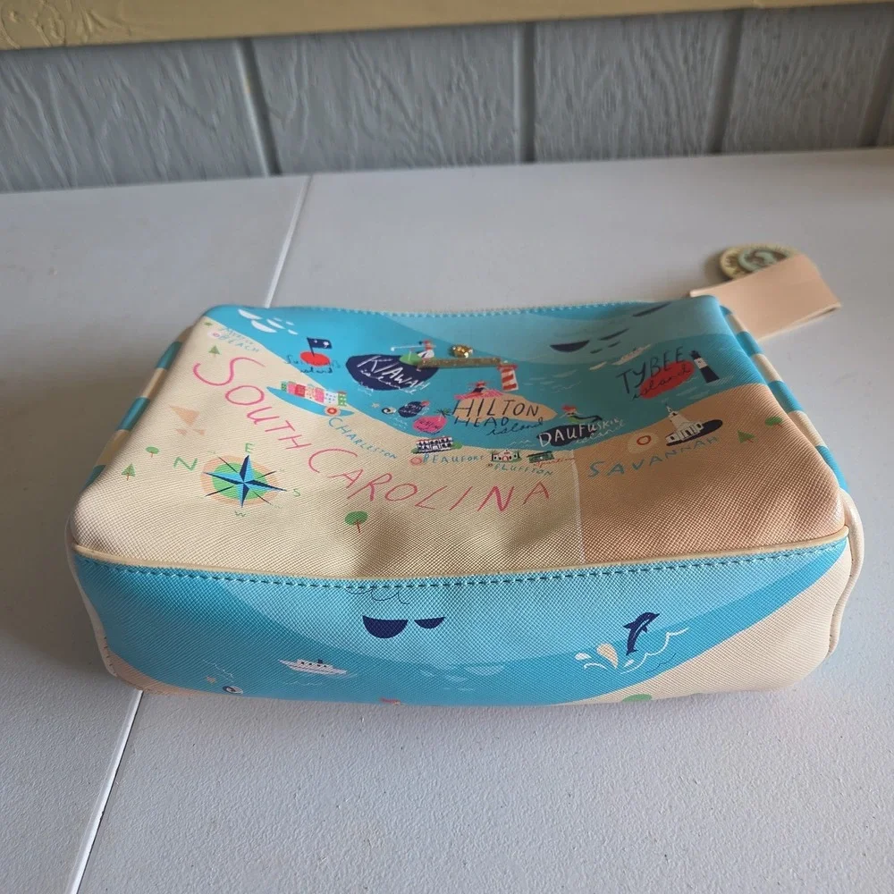 SPARTINA 449 Carry All Travel Makeup Case Daufuskie Island Coated Vinyl NWT